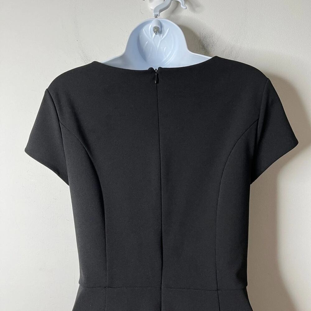 Banana Republic Women's Sheath Dress 2P Black Cap Sleeve Ruched Keyhole Pencil - Picture 6 of 10